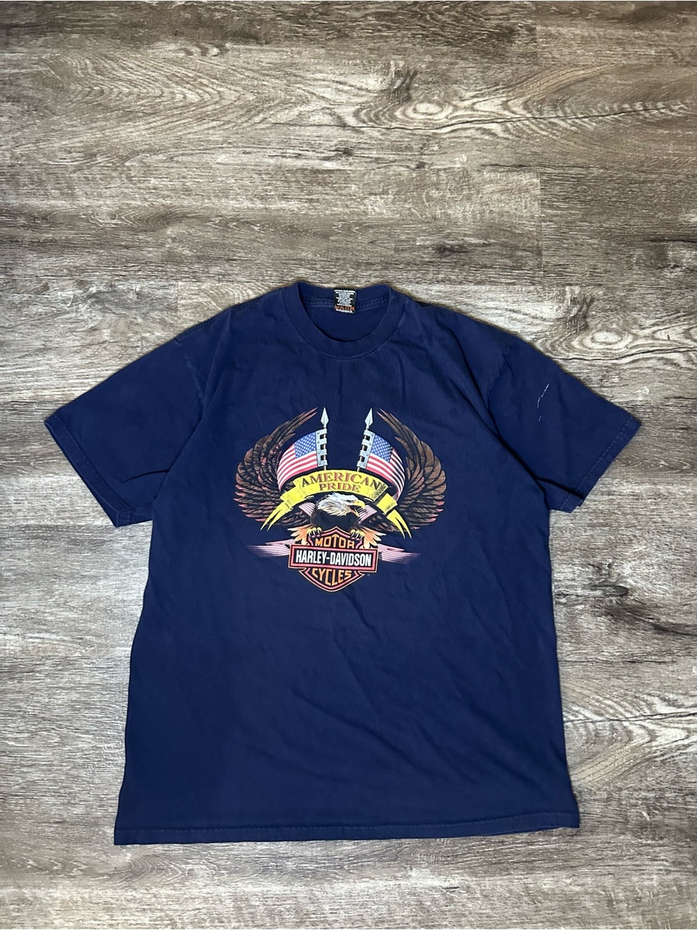 Harley Davidson American Pride Eagle Freedom T-Shirt Men's XL Navy Blue Denver